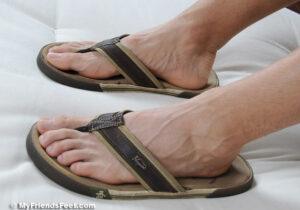 Graham’s Size 13 Feet In Flip Flops & Bare